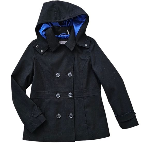 Marvin Richards pea coat with pockets and removable hood. Large - Picture 5 of 10